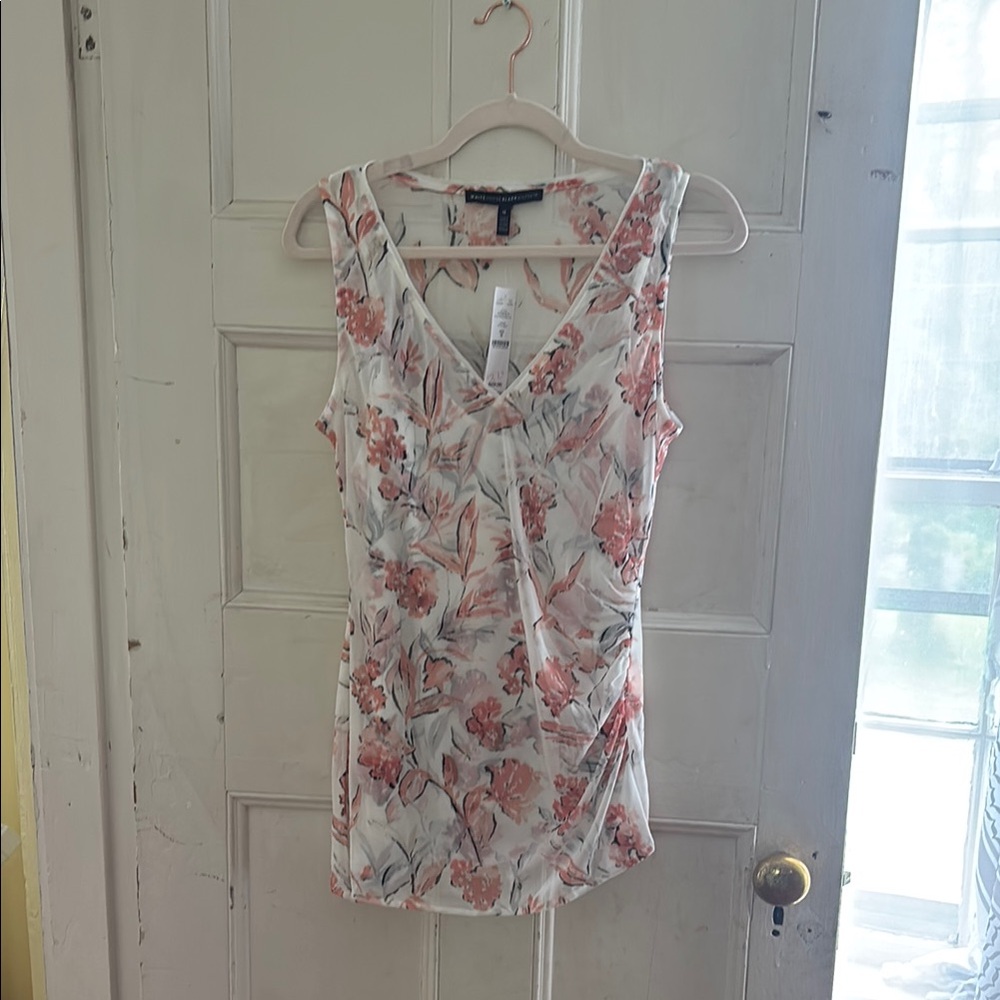 Floral Sleeveless Top - Pink and White